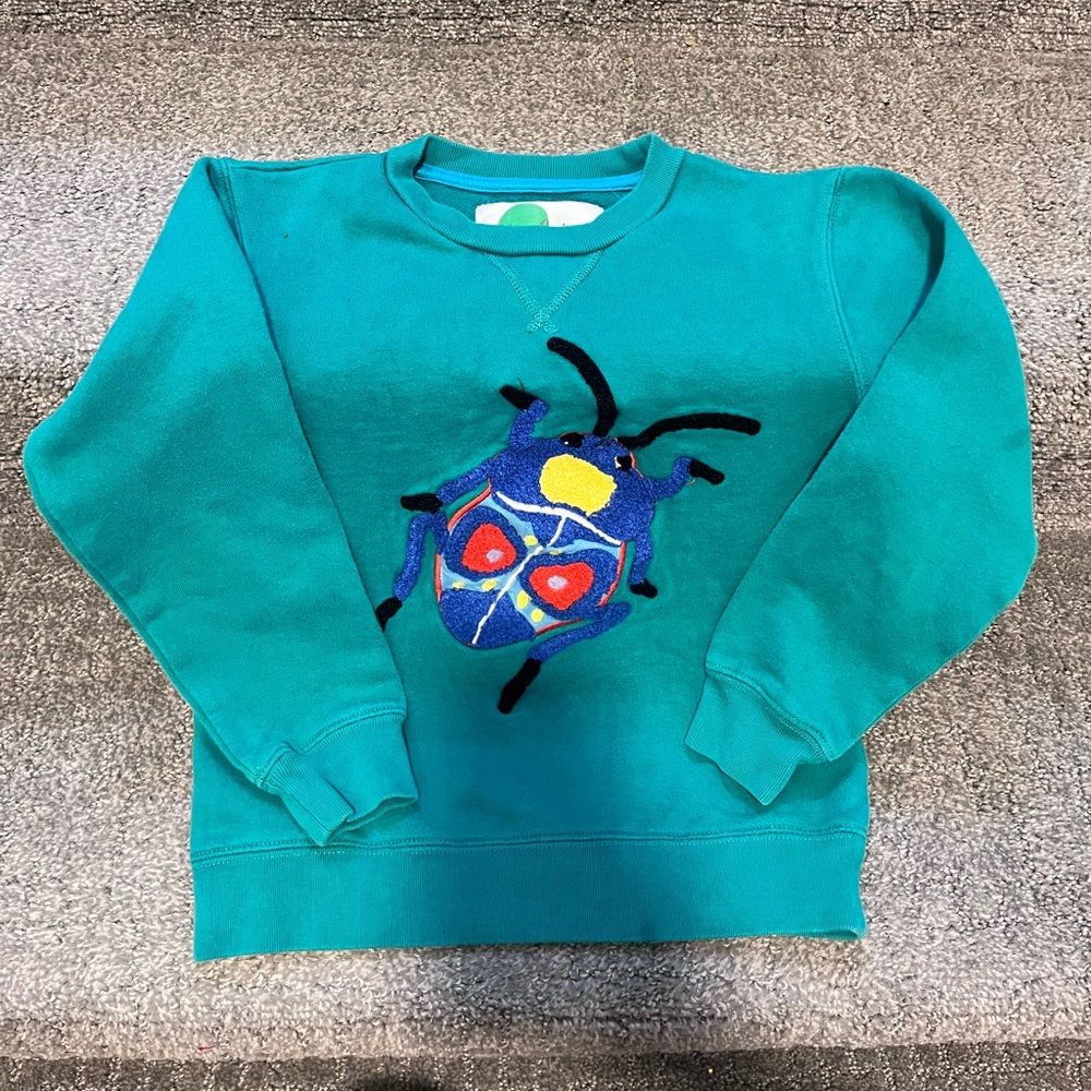 Mini Boden beetle appliqué sweater